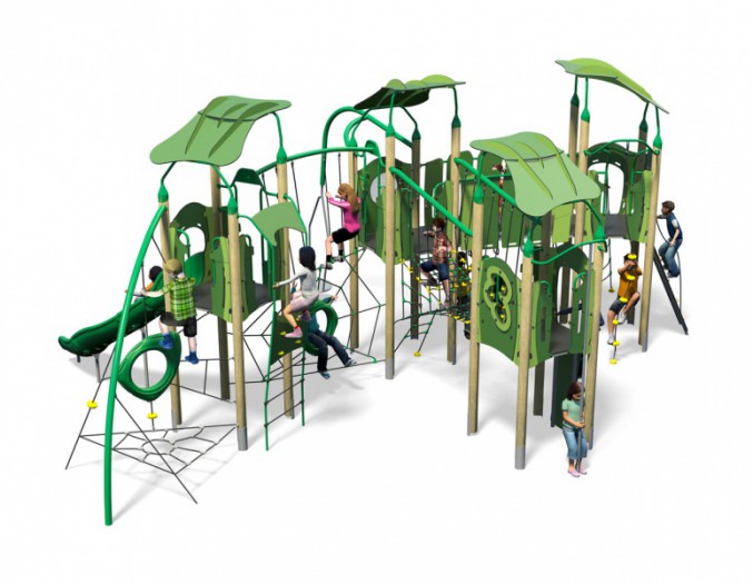 Jumping-Jive-Plus-All-Green-Inc-Roof-Inc-Kids-Plastic-Slide