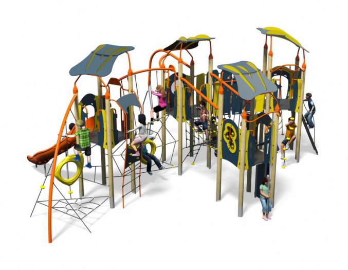 Jumping-Jive-Plus-Blue-Yellow-Inc-Roof-Inc-Kids-Plastic-Slide