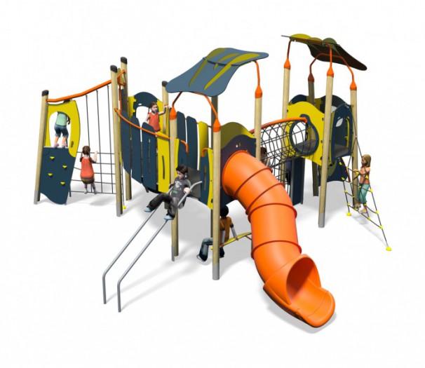 Tribal-Plus-Blue-Yellow-Inc-Roofs-Inc-Kids-Plastic-Slide