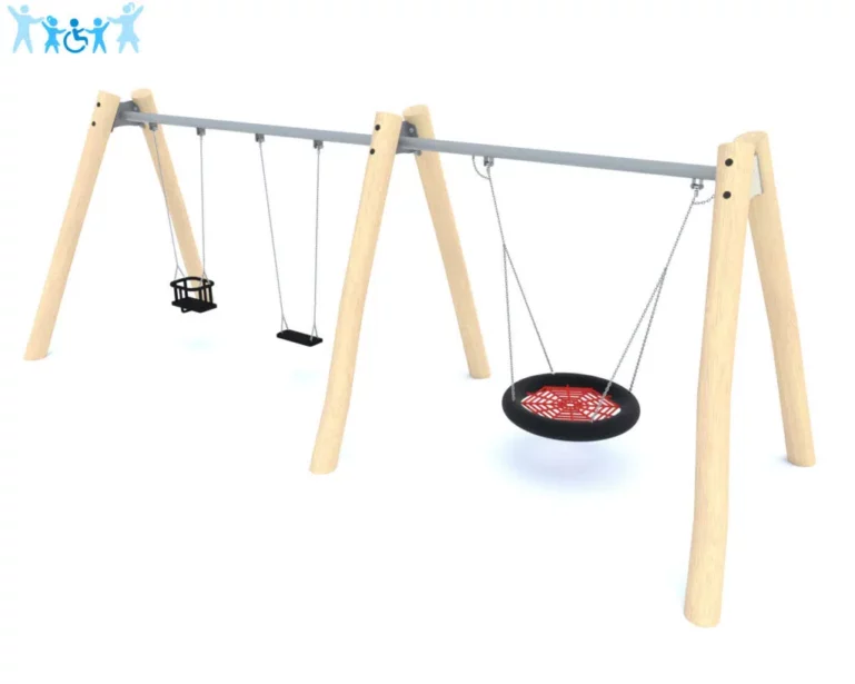 Balançoire triple Robinier Simple et Nid