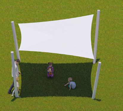 Voile quadrilatère double courbure de 4 x 4 m*