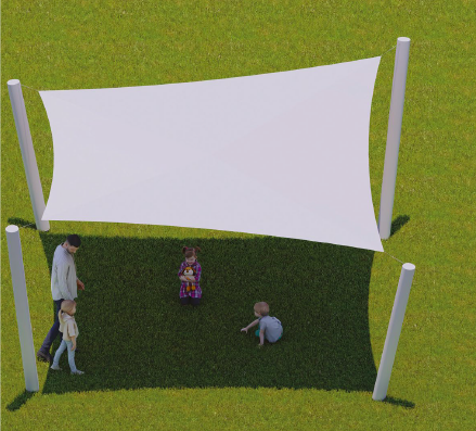 Voile quadrilatère double courbure de 5 x 5 m*