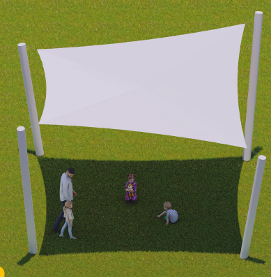 Voile quadrilatère double courbure de 6 x 6 m*