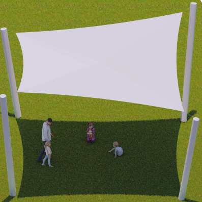 Voile quadrilatère double courbure de 7 x 7 m*